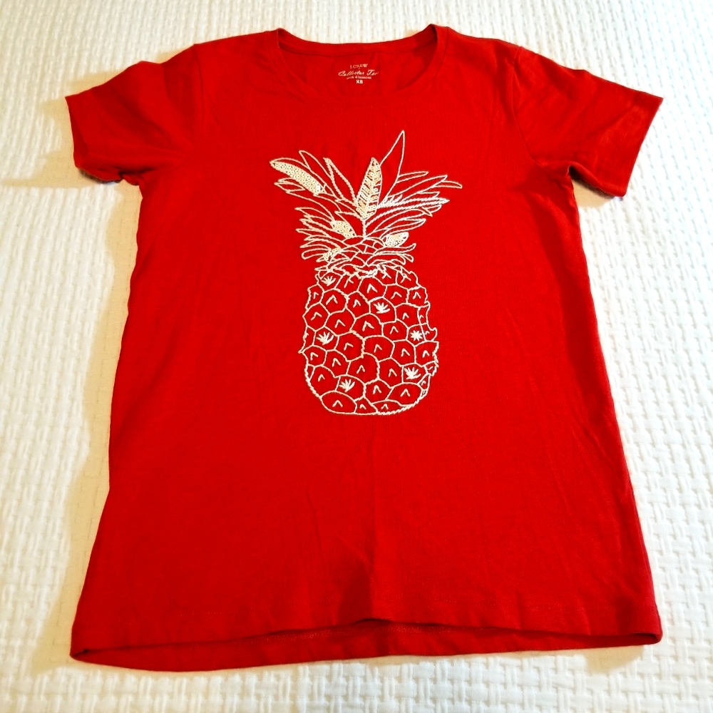 J. Crew Embroidered Pineapple Collector Tee